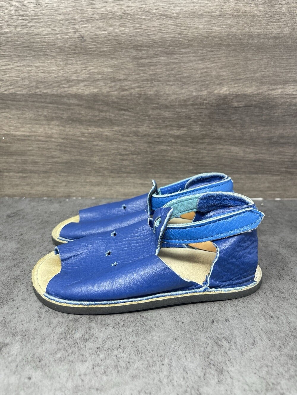Softstar Kids Size 10 Blue Leather Barefoot Minimalist Open Toe Sandals
